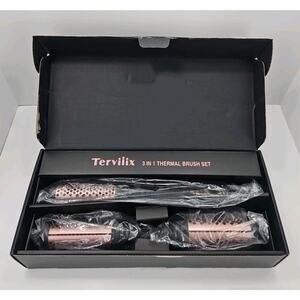 Tervilix 3-in-1 Heated Curling Brush Set – Adjustable Temp & Detachable Heads!